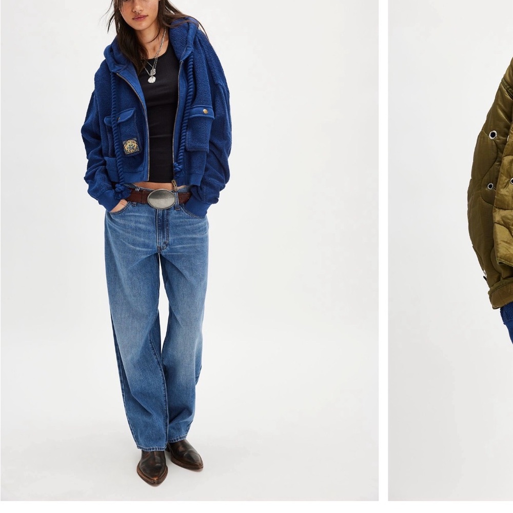 Free People Blue Hooded Sweatshirt